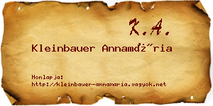 Kleinbauer Annamária névjegykártya